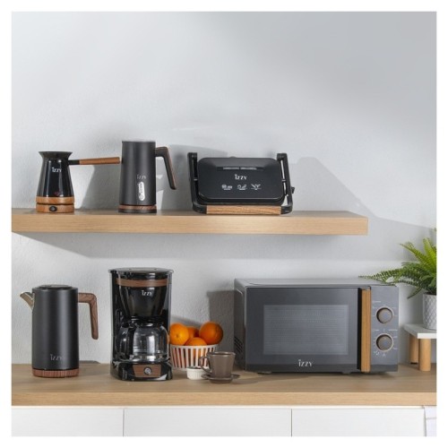 ΣΑΝΤΟΥΙΤΣΙΕΡΑ IZZY IZ-2013 PANINI (224144) WOODEN BLACK 1300W ΓΙΑ 2 ΤΟΣΤ